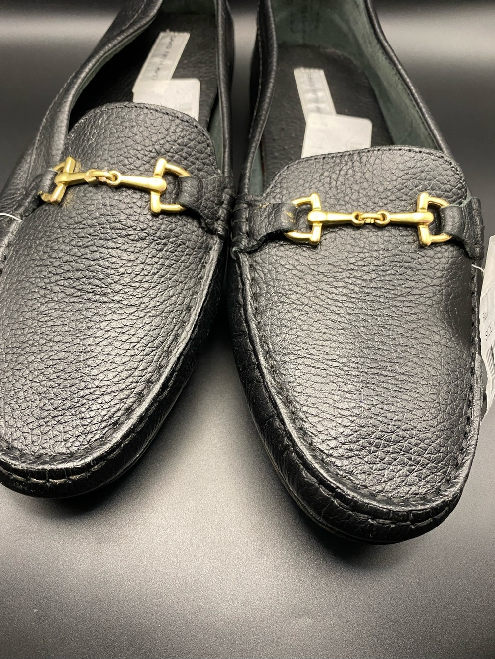 Black Saks Fifth Avenue Pebbled Leather Driving Loafers - Picture 2 of 5